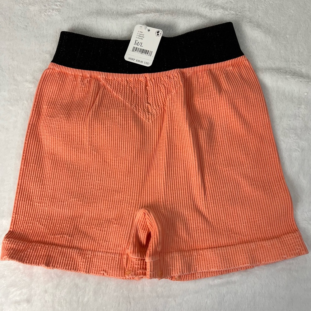 Free People Movement Seamless Shorts M/L Coral Reef with Black Band